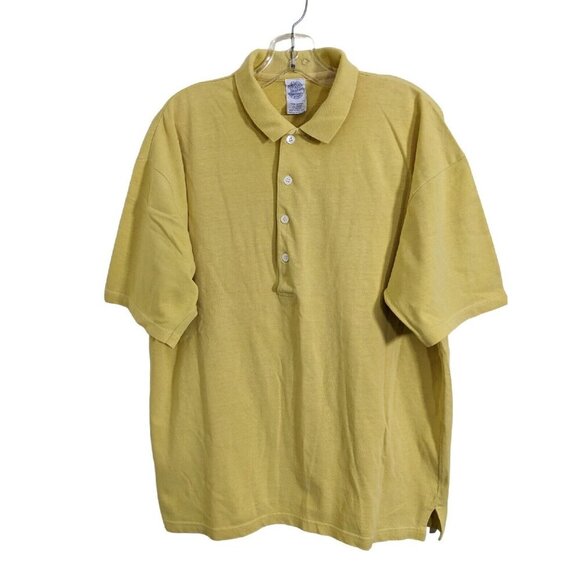 Vintage 1980s Club Monaco Mens Cotton Polo Size XL Solid Golden Yellow Golf - Picture 1 of 4
